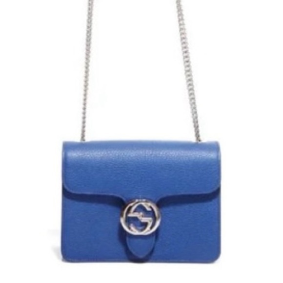 New Gucci Women's Blue Leather Interlocking GG Crossbody bag - Picture 6 of 6